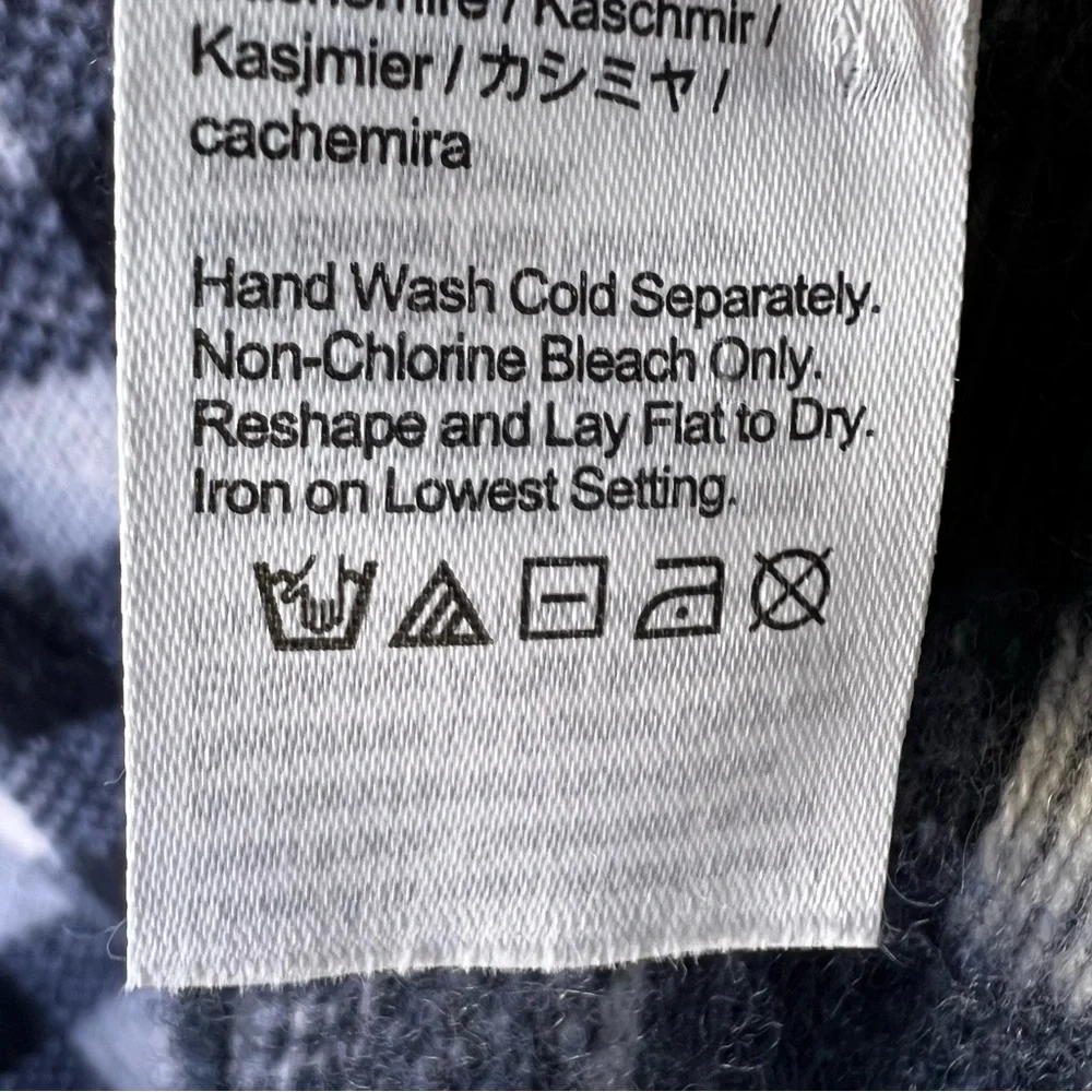 J.Crew • Gingham Checkered Cashmere Sweater NAVY SZ MEDIUM ASO Wednesday Addams
